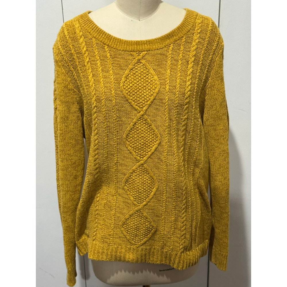 Women's Old Navy golden poppy Yellow Cable Knit Crew Neck Sweater XXL